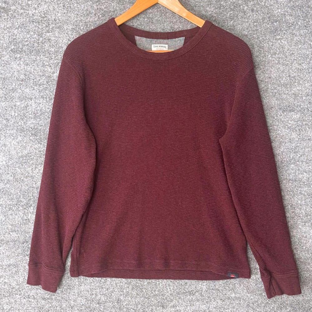 Faherty Thermal Knitwear Organic Cotton Waffle Crewneck Burgundy Women's Size L